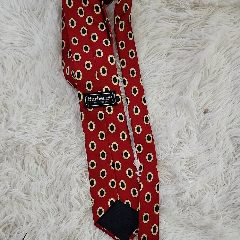 Burberry Red Tie with Yellow and Black Pattern 100% SILK Business